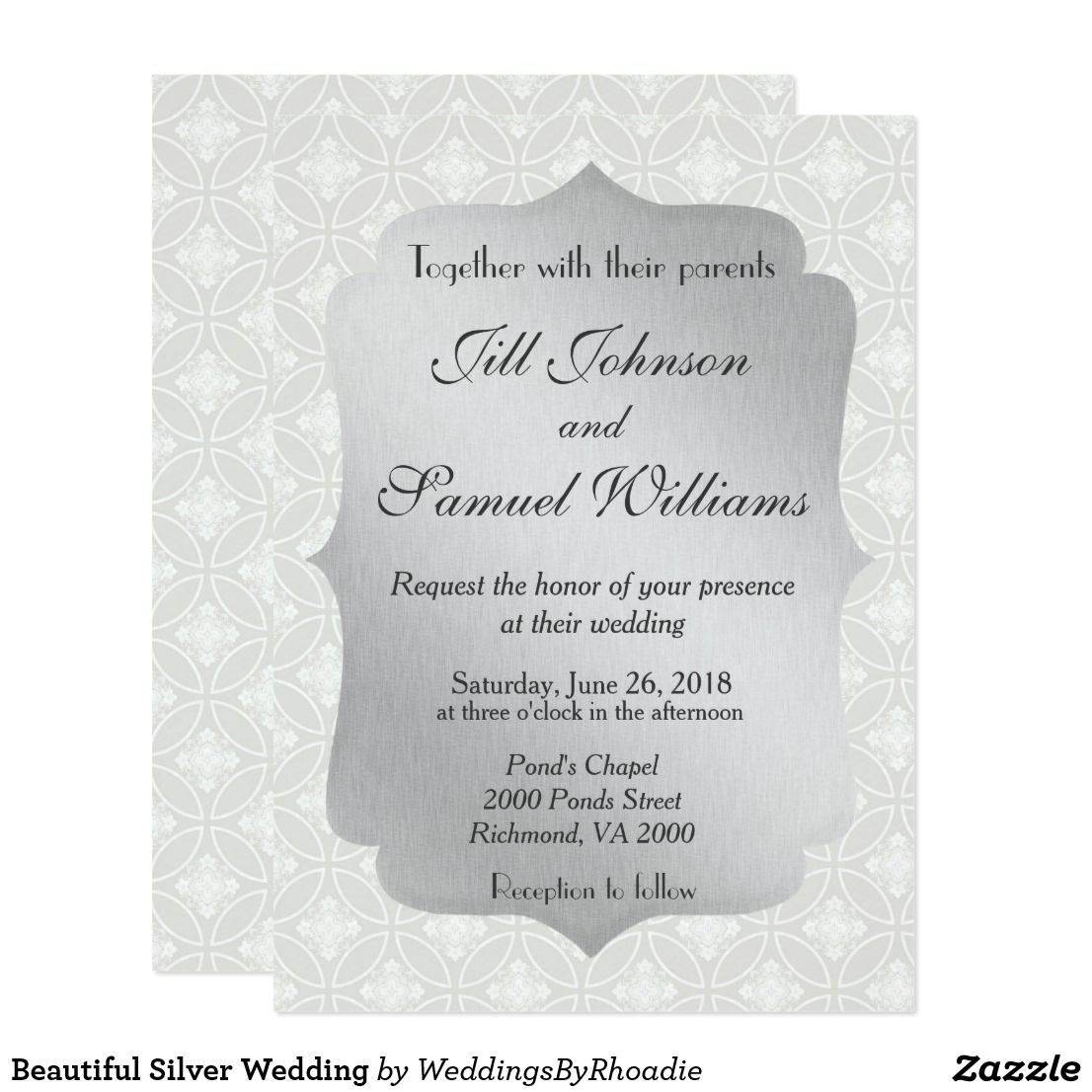 silver wedding invitations templates