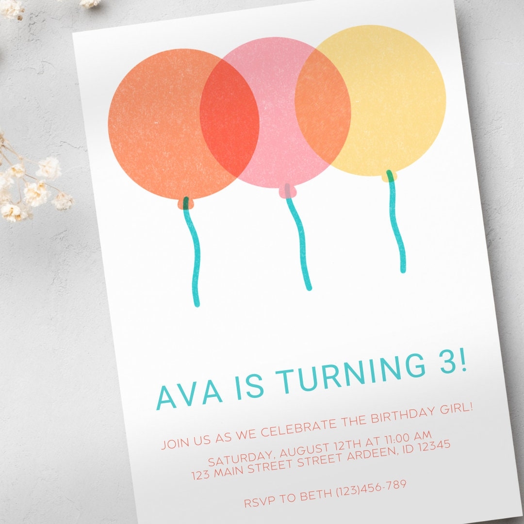 Simple Birthday Invitation Template 3 Year Old Birthday Invitation 