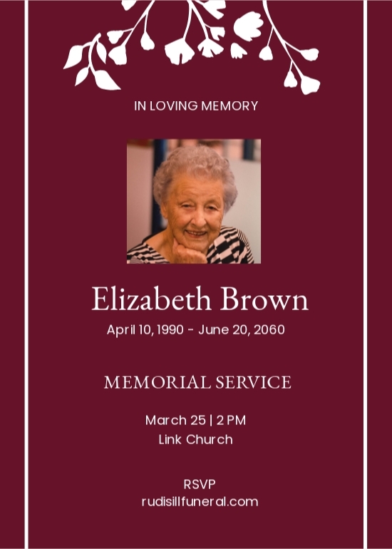 Simple Funeral Memorial Invitation Template In PSD Illustrator Word
