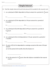 Simple Interest Worksheets