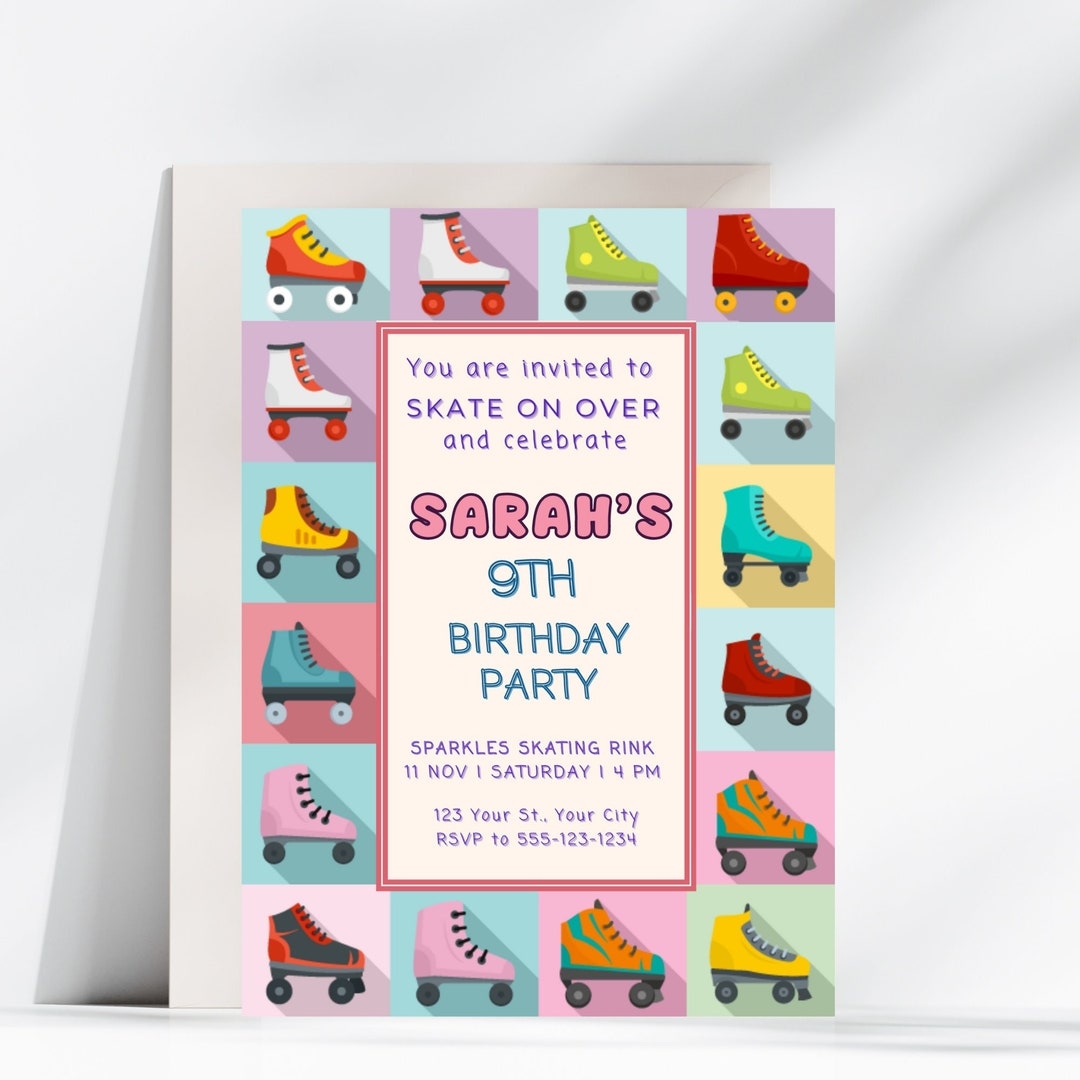 Skate Party Invitation Template Birthday Invitation Template For 