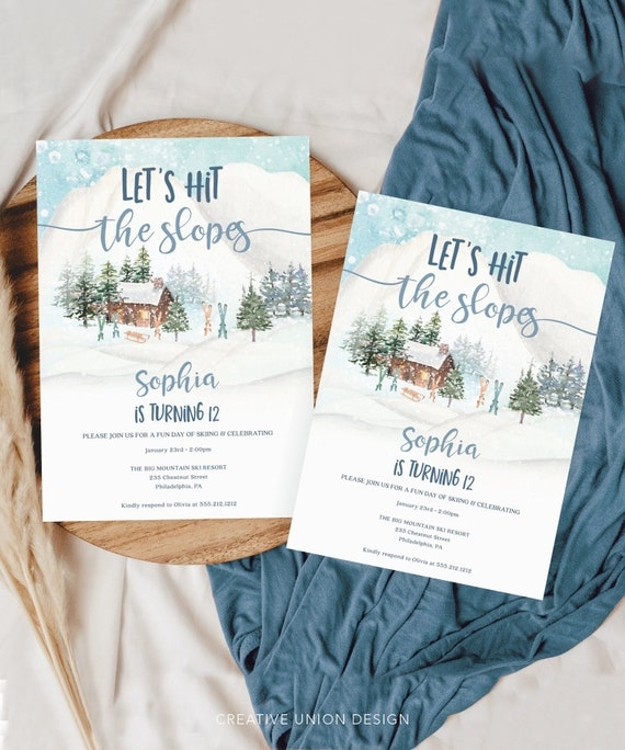 Ski Birthday Invite Template Ski Invitation Winter Birthday Invites 