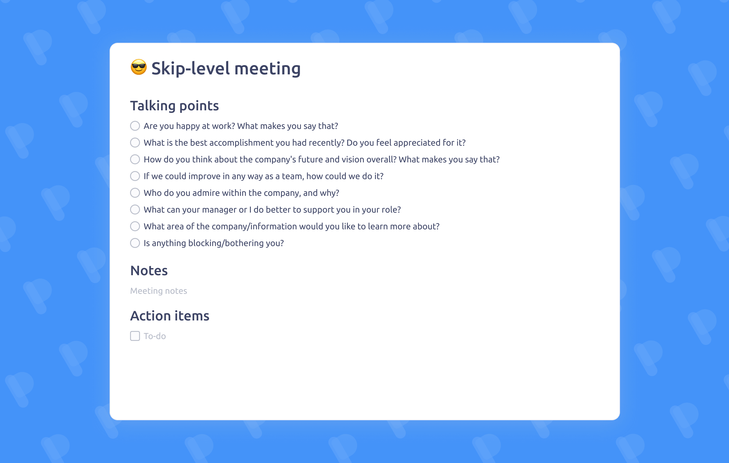 skip level meeting invite template
