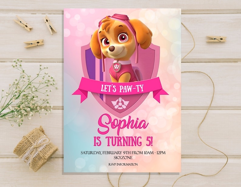 Skye Paw Patrol Invitation Paw Patrol Invitations Skye Paw Patrol 