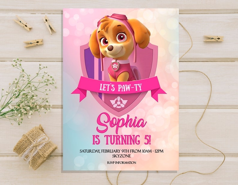Skye Paw Patrol Invitation Paw Patrol Invitations Skye Paw Patrol 