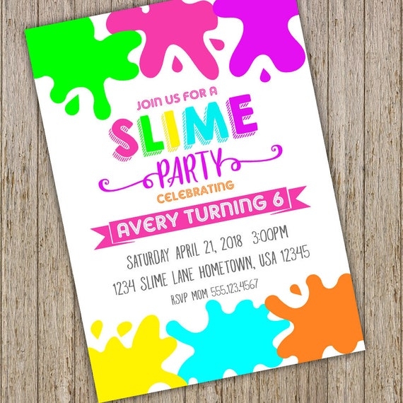 slime birthday invitation template free