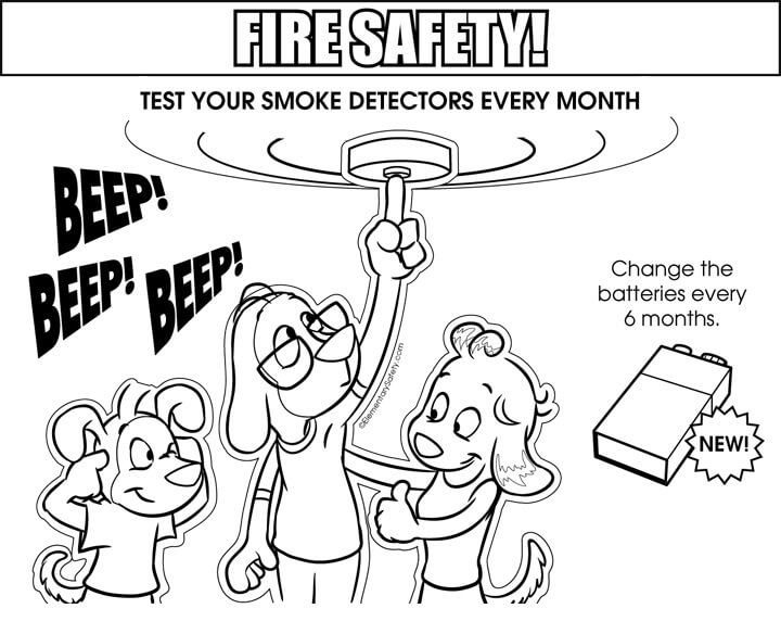 Smoke Detectors Fire Safety Coloring Page Free Printable Coloring 