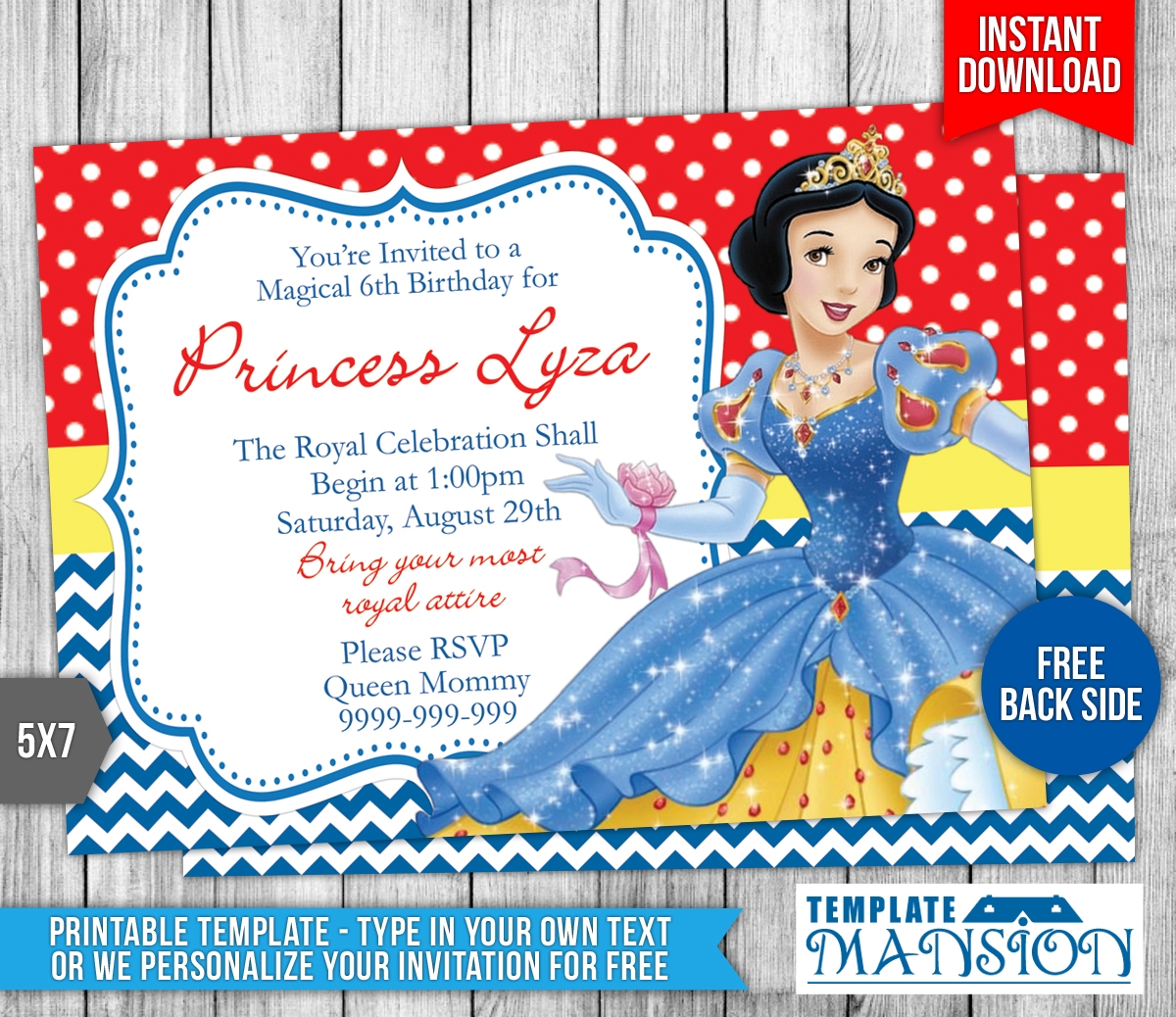 snow white birthday invitation template