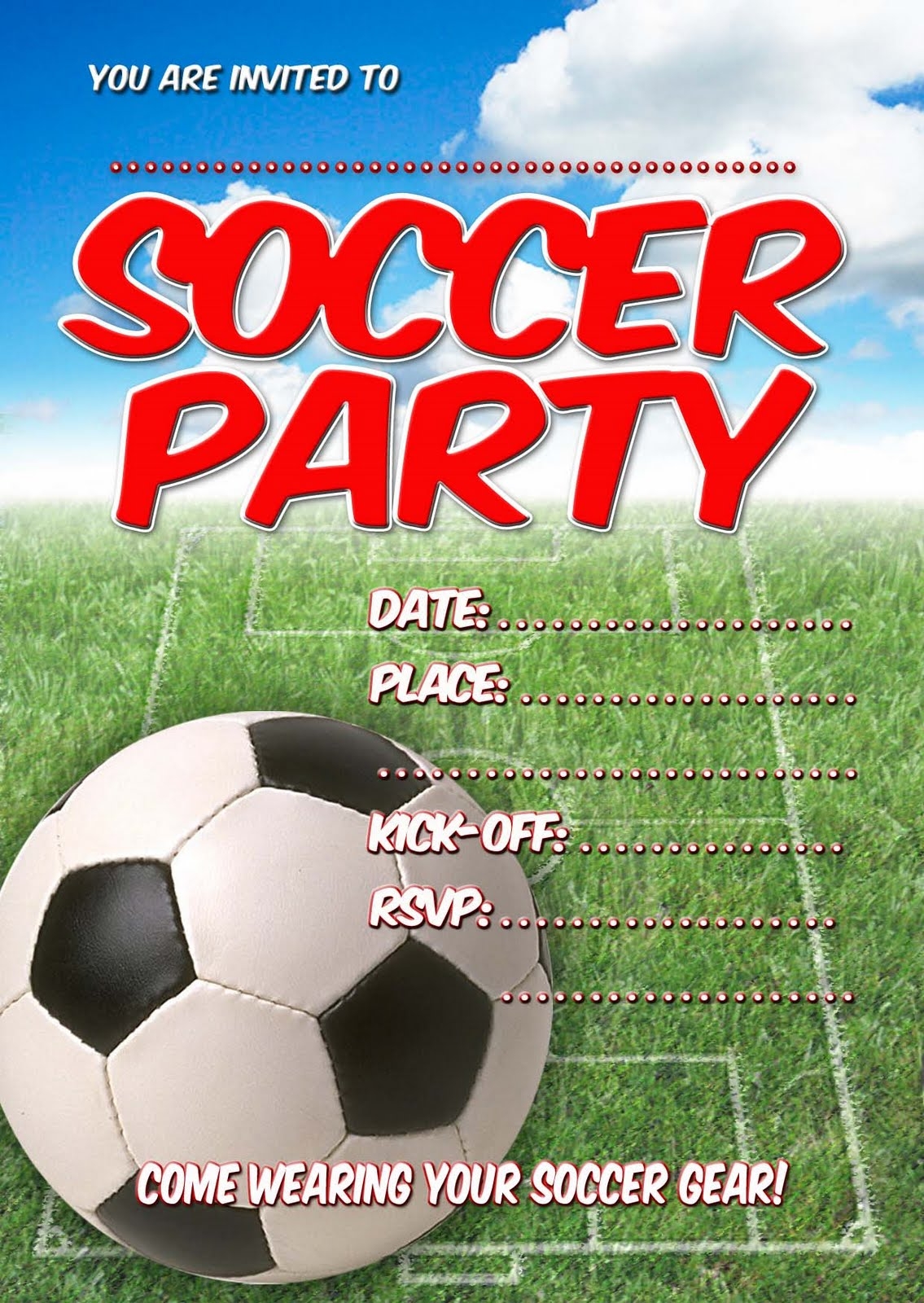 soccer theme invitation template