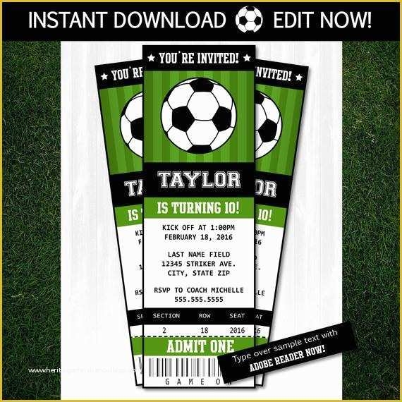 Soccer Ticket Invitation Template Free Of Soccer Invitations Soccer 