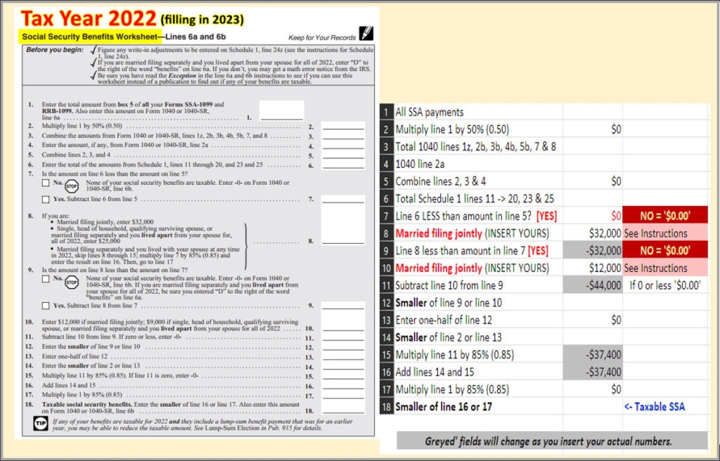 2024 social security taxable benefits worksheet