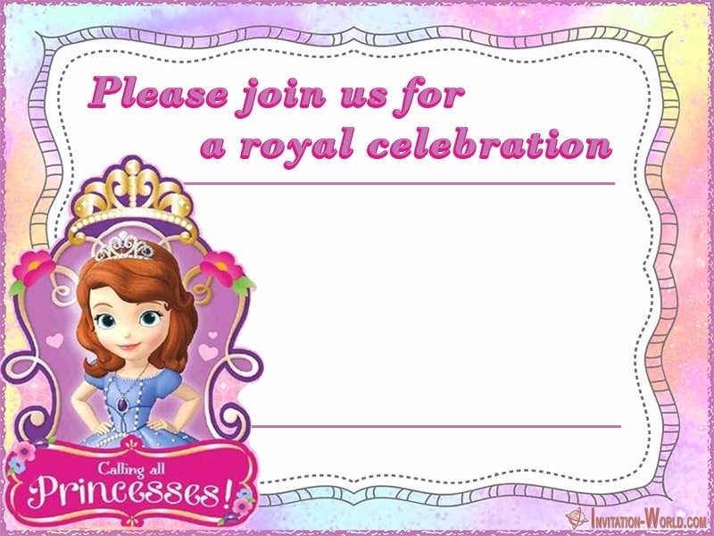 sofia the first invitation template editable free