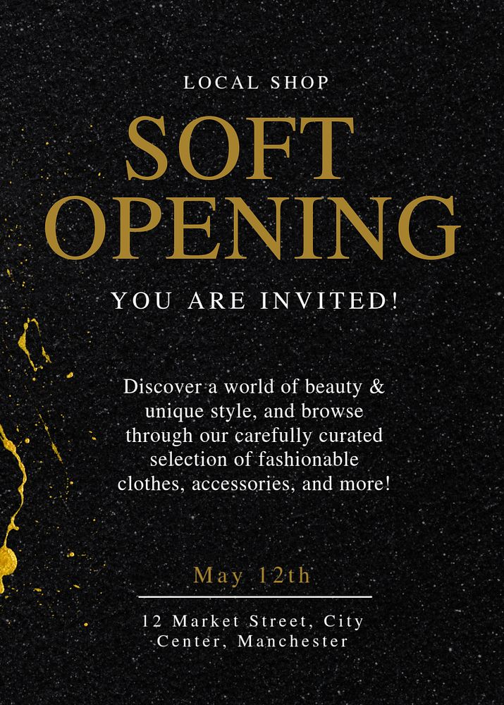 Soft Opening Invitation Template Editable Free Editable Template 