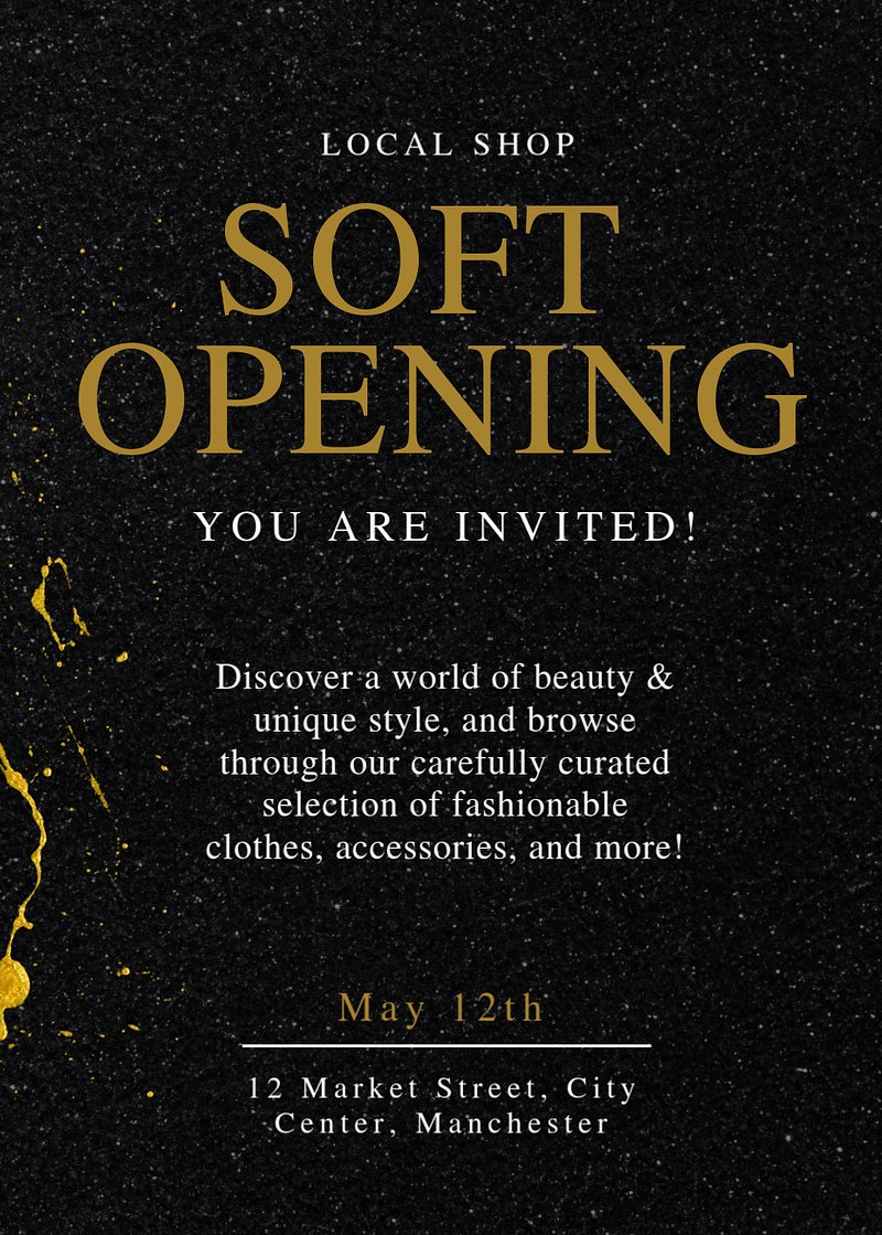 Soft Opening Invitation Template Editable Free Editable Template 