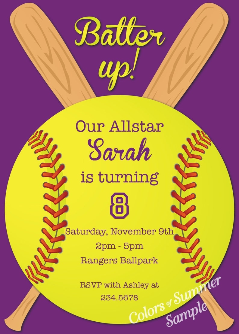 Softball Birthday Invitations Templates