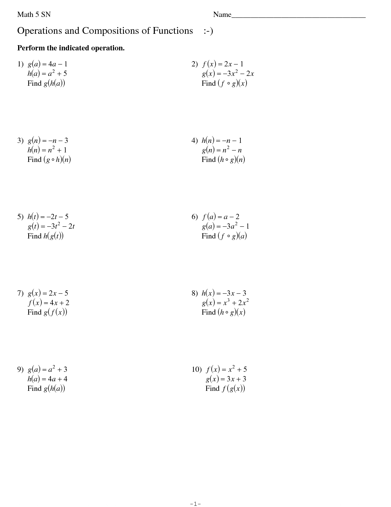 worksheet function operations