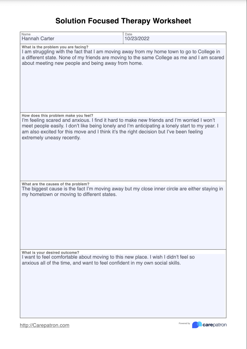 Solution Focused Therapy Psychology Tools Worksheets Library