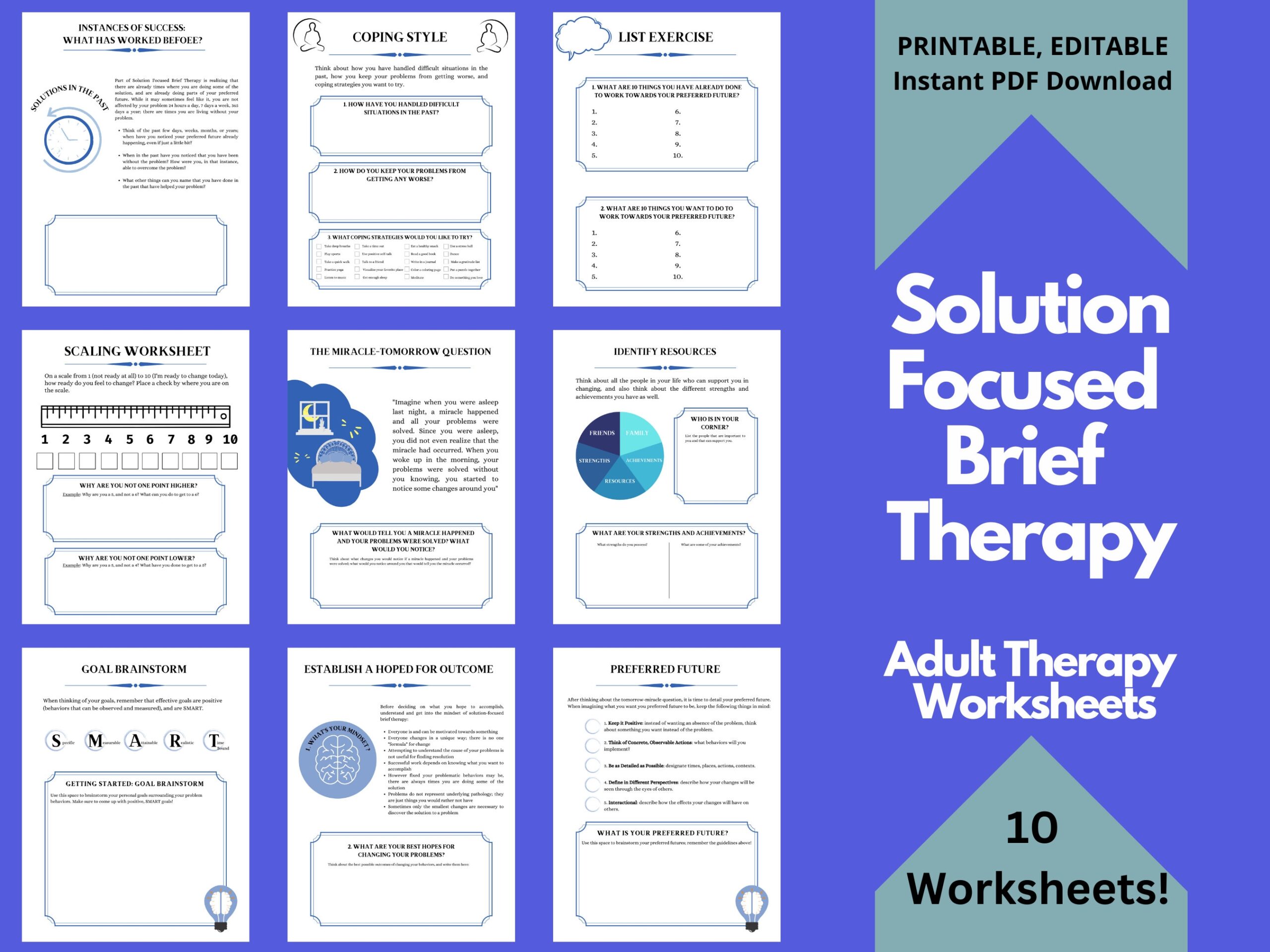 solution focused therapy worksheets