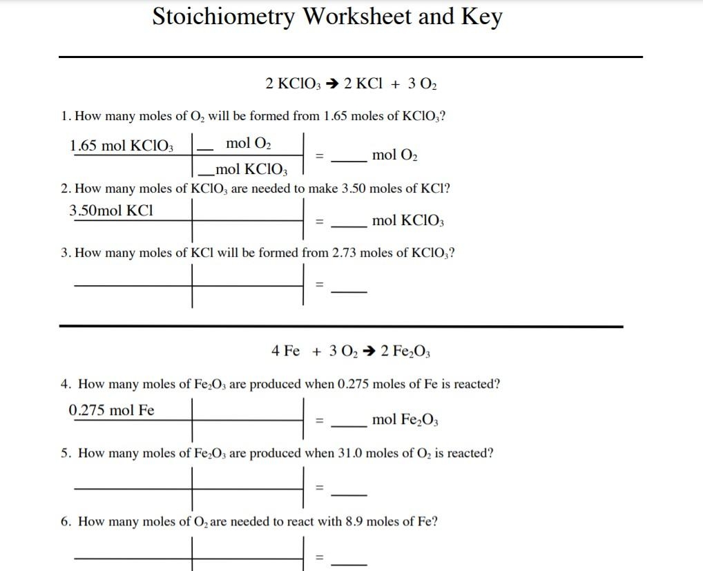 SOLUTION Stoichiometry Worksheet Pt 1 Studypool Worksheets Library