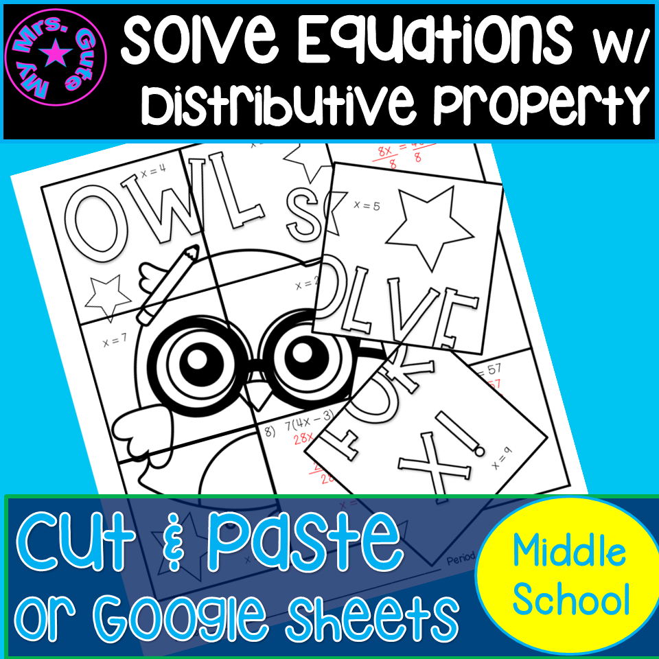 solving equations with distributive property worksheet