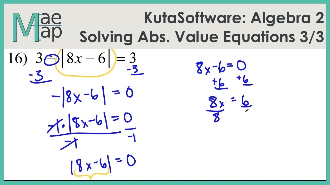 solving equations with absolute value worksheet