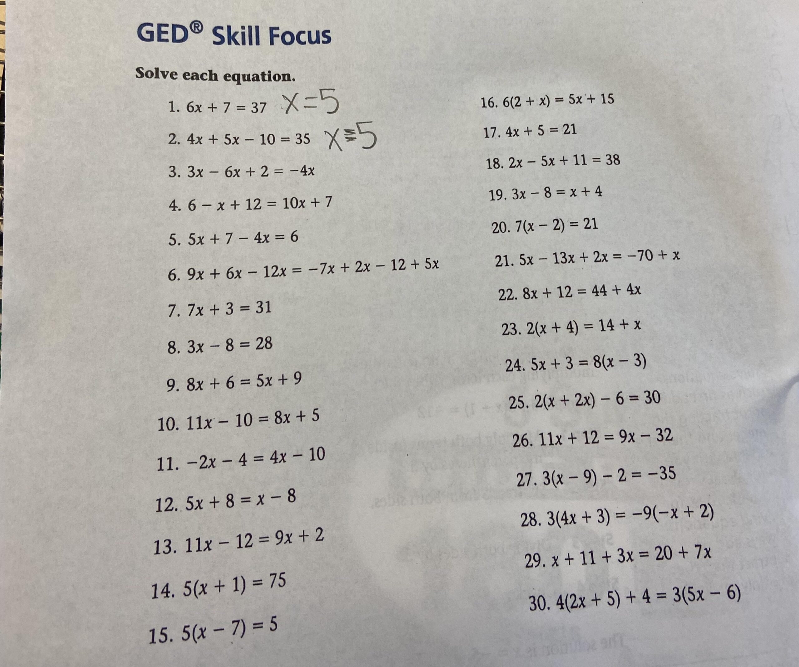 Solving Equations Quiz Math Resource Twinkl USA Twinkl 