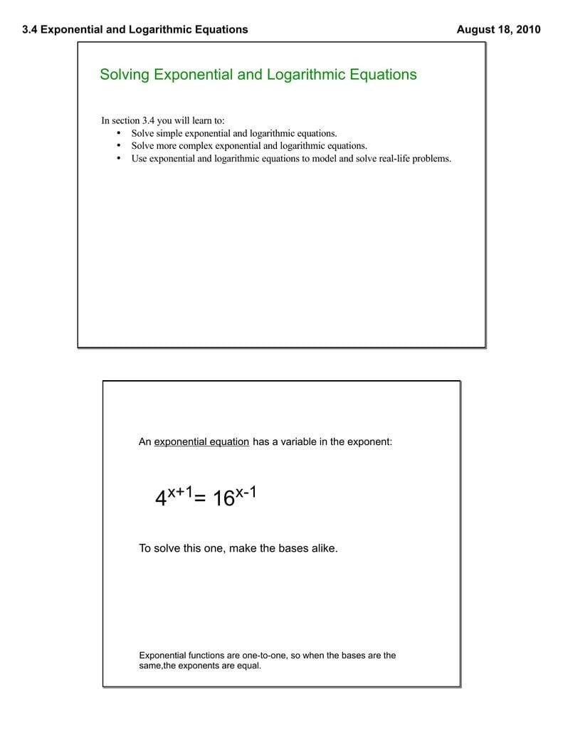 Solving Exponential Equations With Logarithms Worksheet Db excel