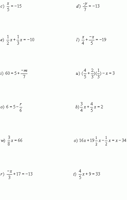 Solving Linear Equations Worksheet With Fractions EduForKid