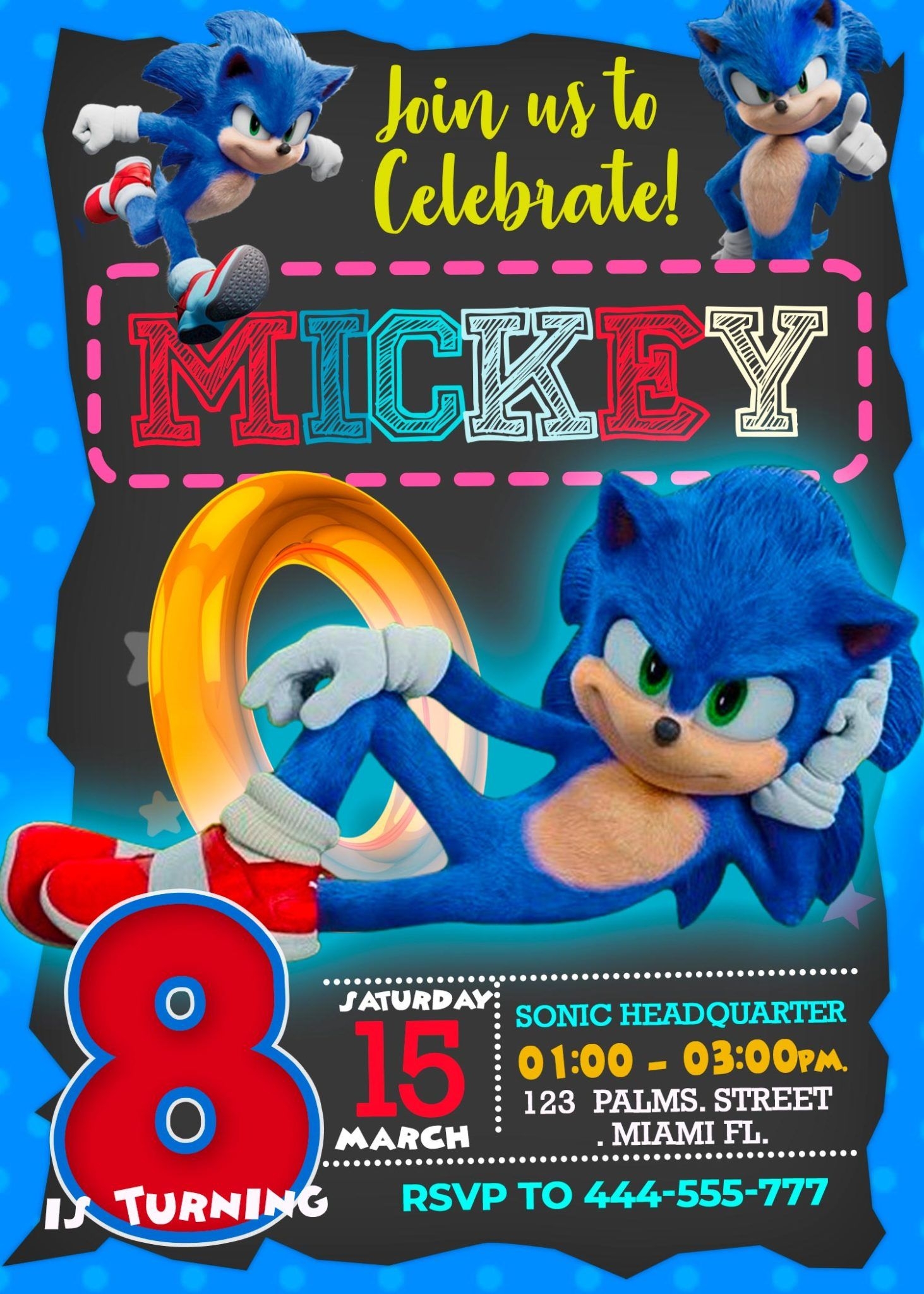 sonic party invitation template