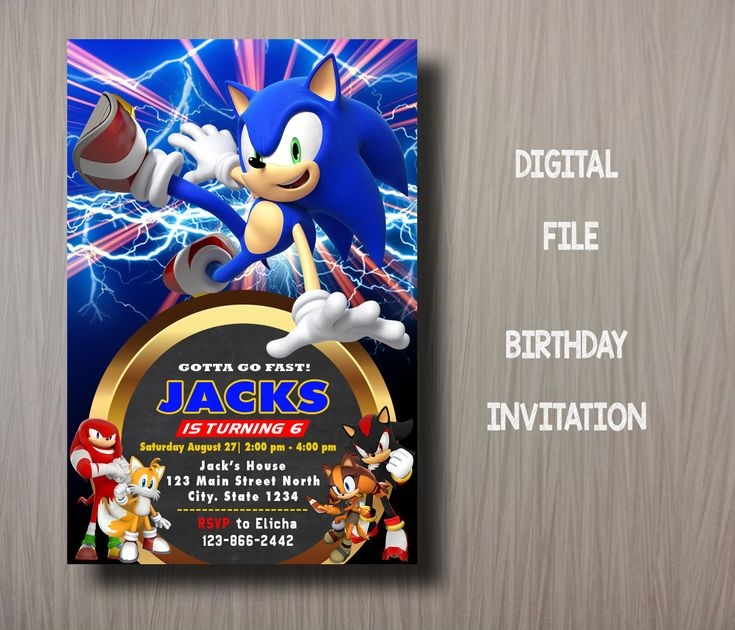 Sonic The Hedgehog Birthday Invitation Sonic Invitation Template 