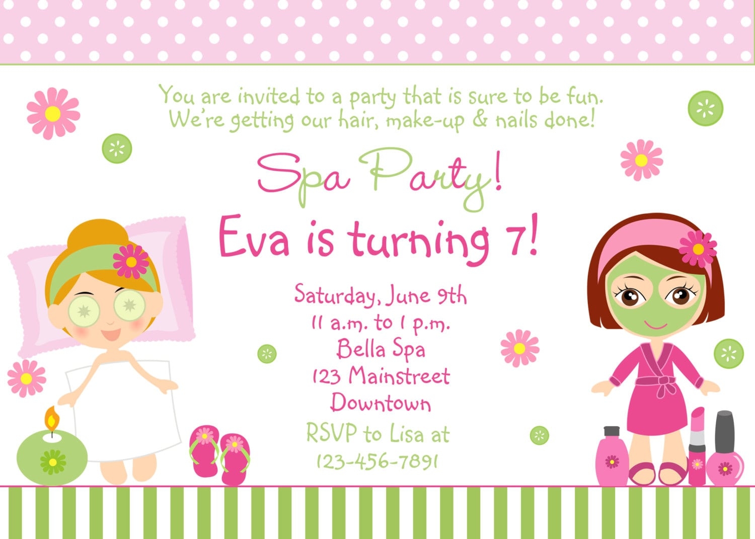 Spa Birthday Invitation Free