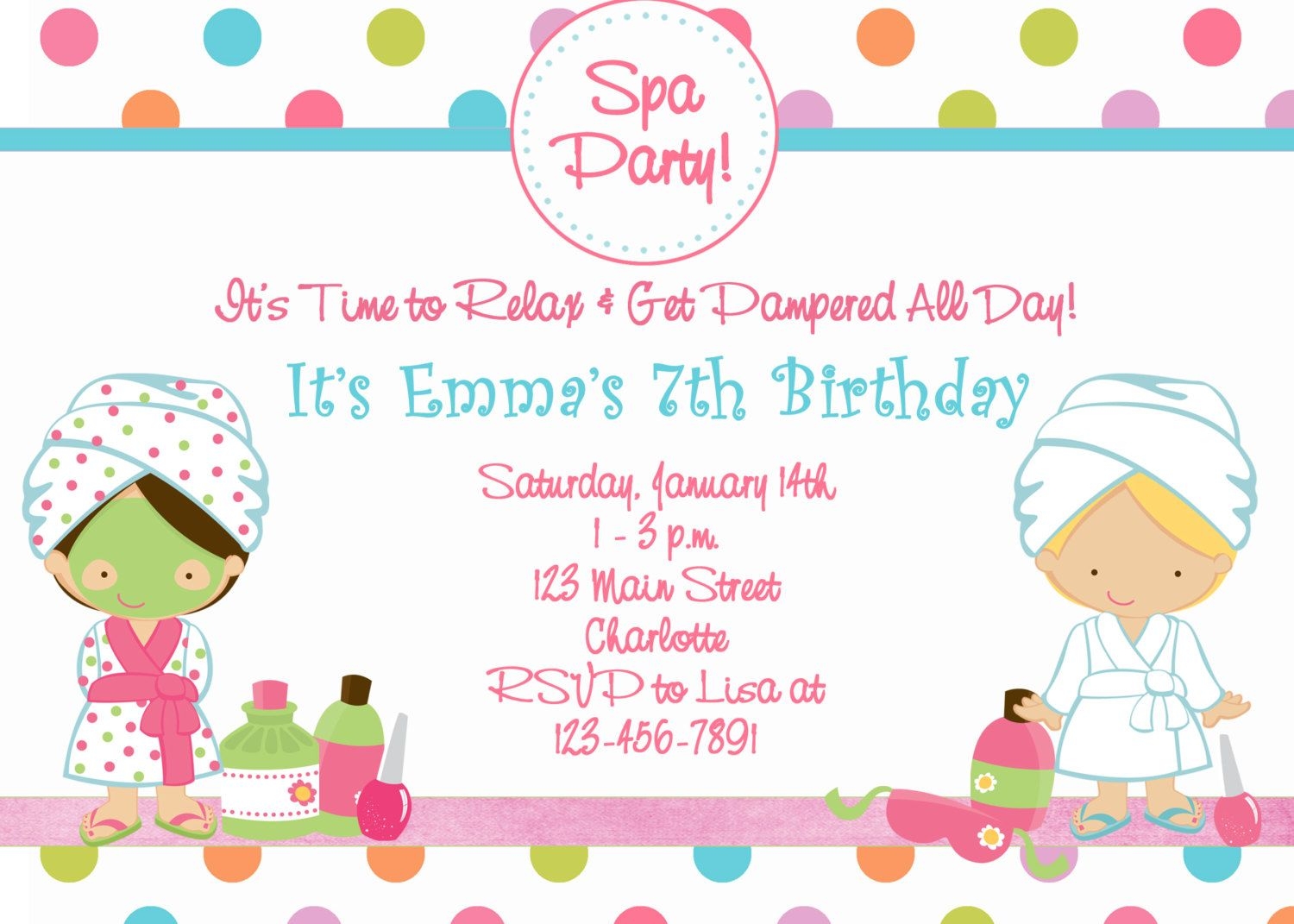 Spa Birthday Party Invitations Free Printables