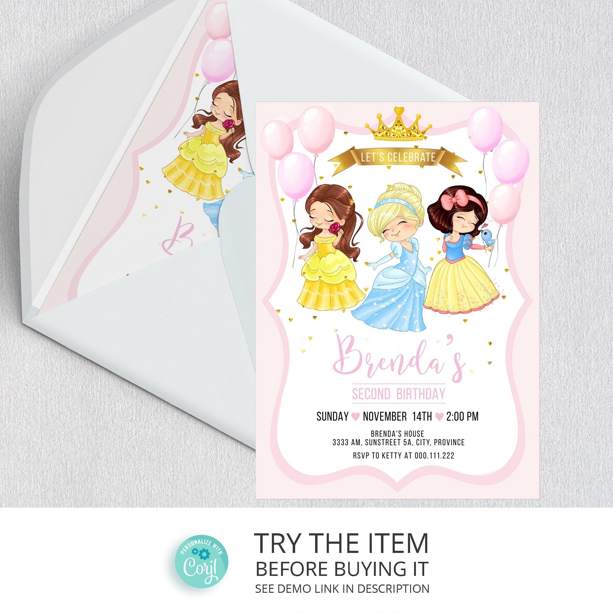 princess birthday invitation template