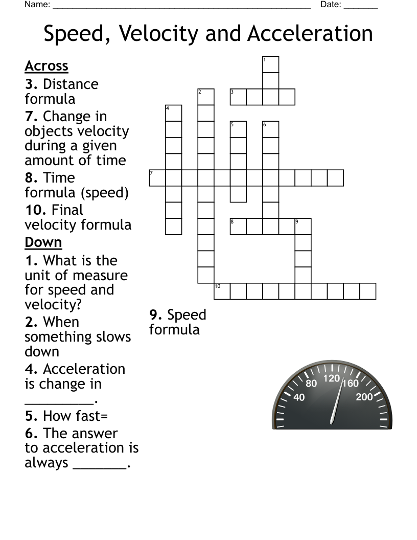 speed velocity and acceleration worksheet