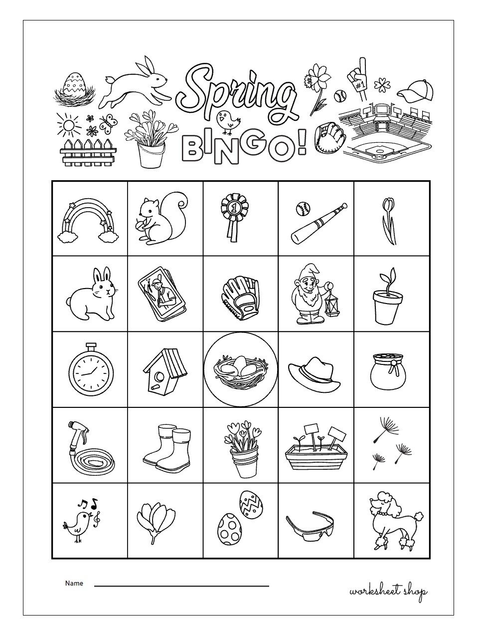Spring Bingo Worksheet Shop
