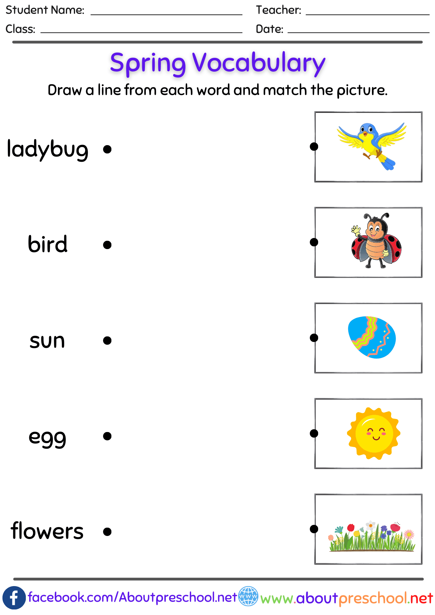 spring worksheet preschool