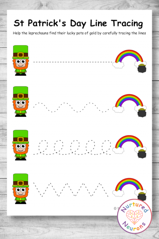 St Patricks Day Line Tracing Worksheet Preschool Printable