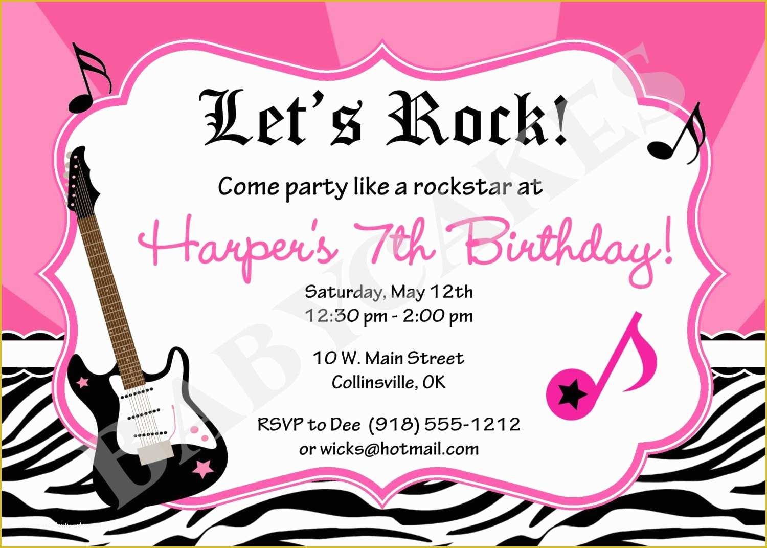 Star Invitation Template Free Of Rockstar Birthday Invitation Rockstar