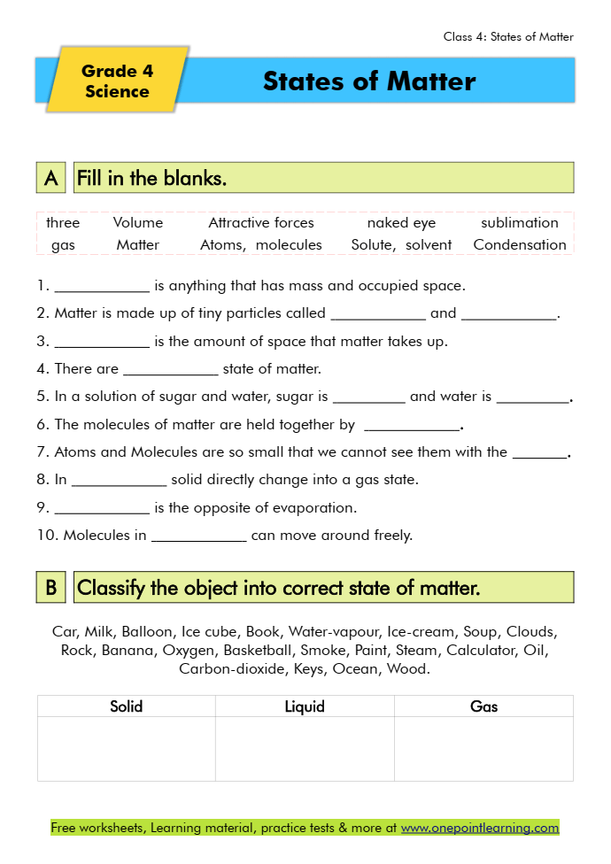 States Of Matter Solids Liquids Gas Worksheets Made By Teachers 