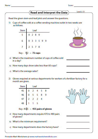 stem and leaf plot worksheets