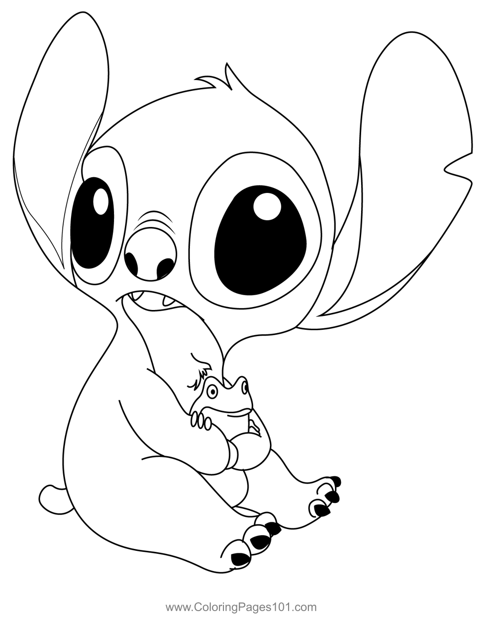 Stitch And Frog Coloring Page For Kids Free Lilo Stitch Printable 