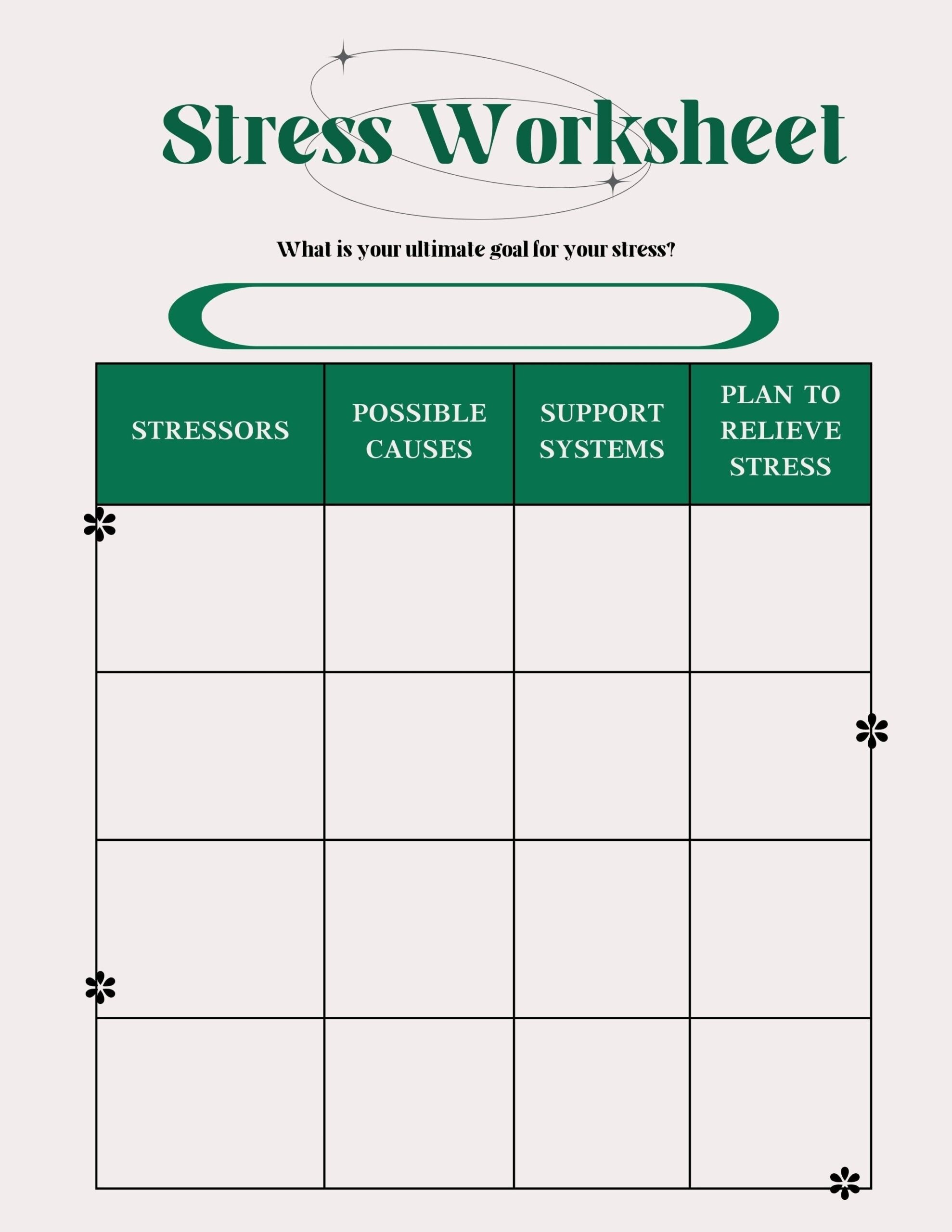Stress Management Worksheet Etsy Worksheets Library