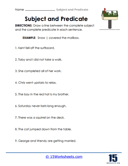 complete subject and predicate worksheet
