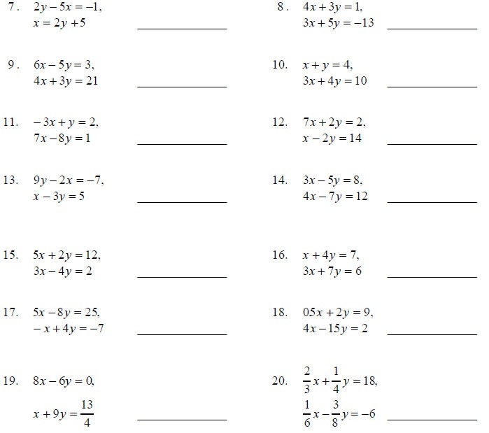 Substitution And Elimination Worksheet Substitution And Free 