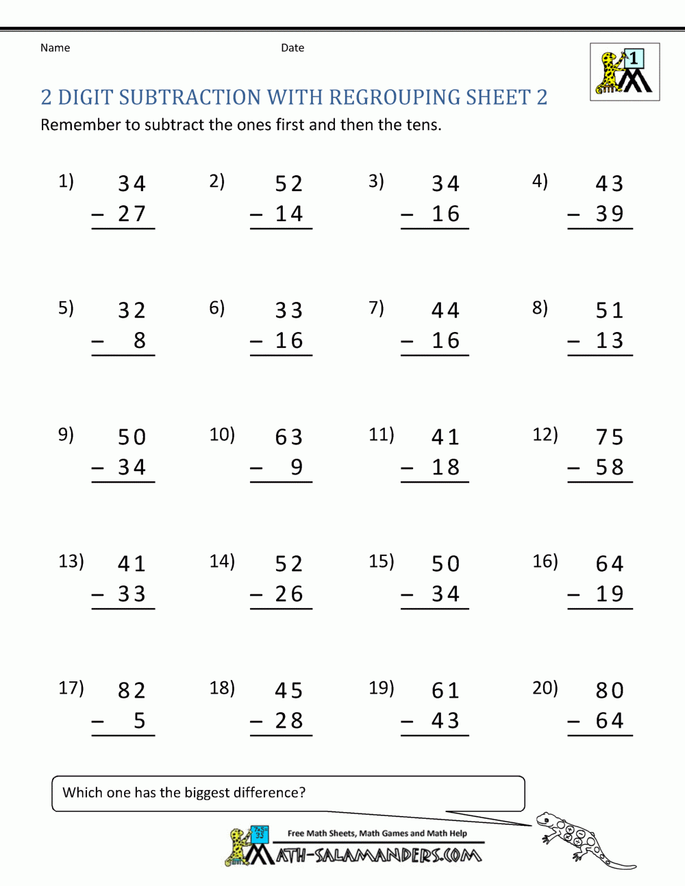subtraction with regrouping worksheets pdf