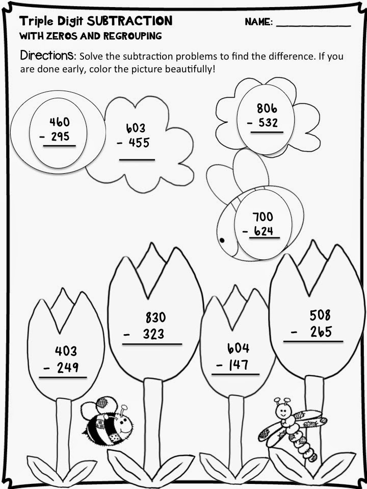 Subtraction Worksheets Printable Coloring Pages FREE