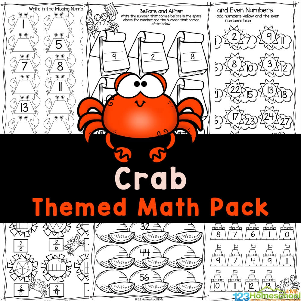 Summer Crab Math Worksheets For Preschool And Kindergarten Best Pixel 