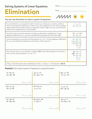 Systems Of Equations Elimination Worksheet Live Worksheets 
