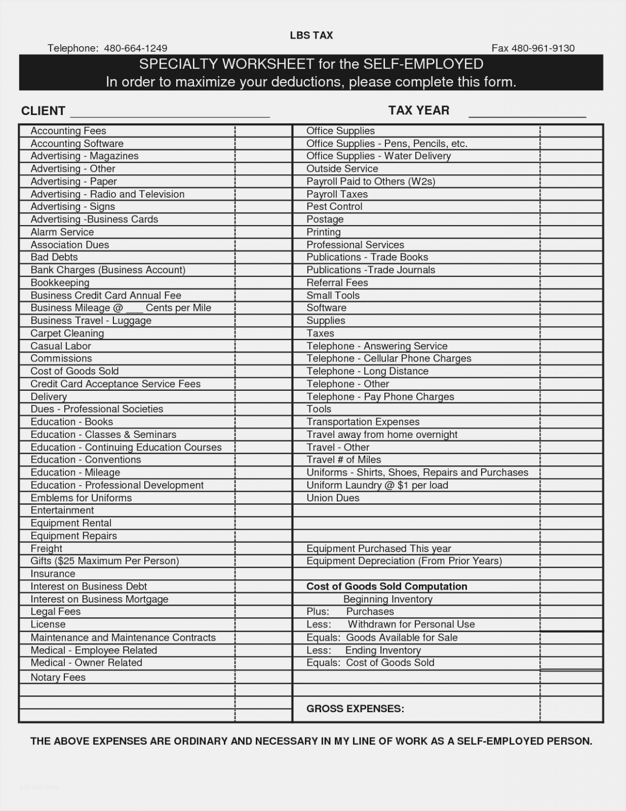 2024 self-employment tax and deduction worksheet