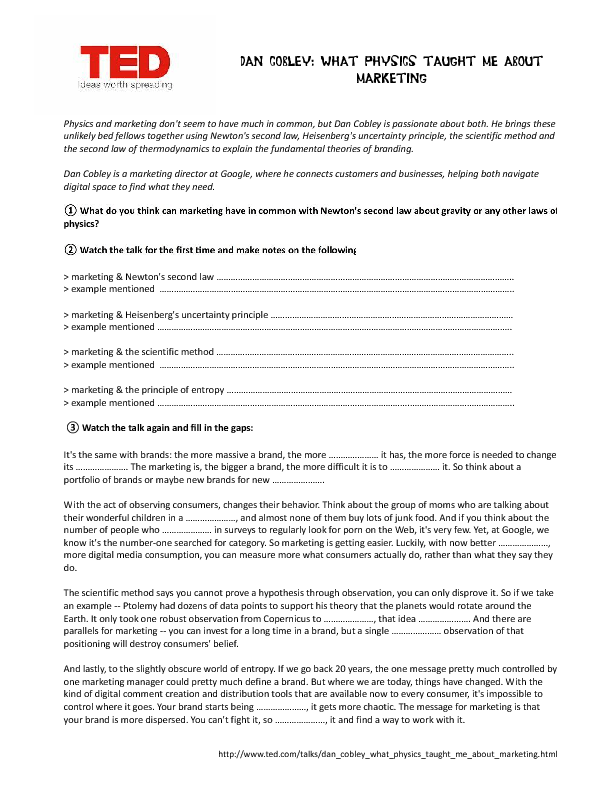 Ted Talk Worksheet Doc Kidsworksheetfun